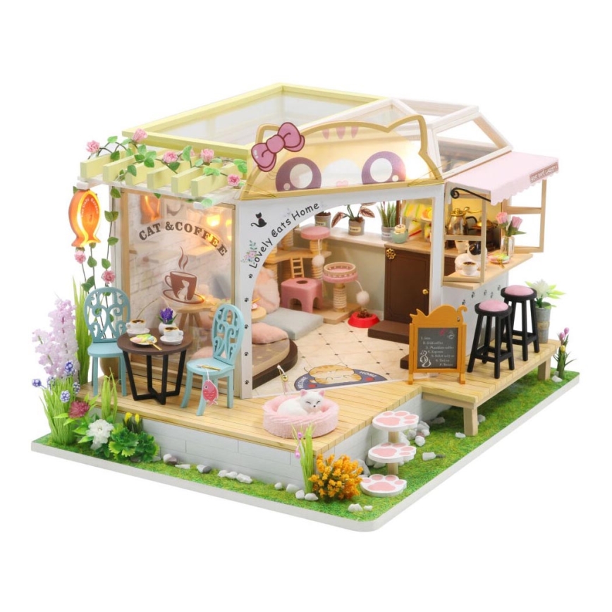 2Kids Toys - Casa para crianças Café para gatos com jardim 2xAAA
