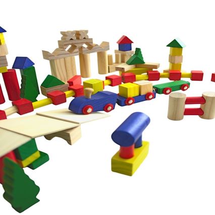2Kids Toys - Conjunto de 500 blocos de madeira coloridos