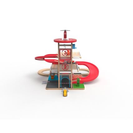2Kids Toys - Garagem de madeira com pista de comboio