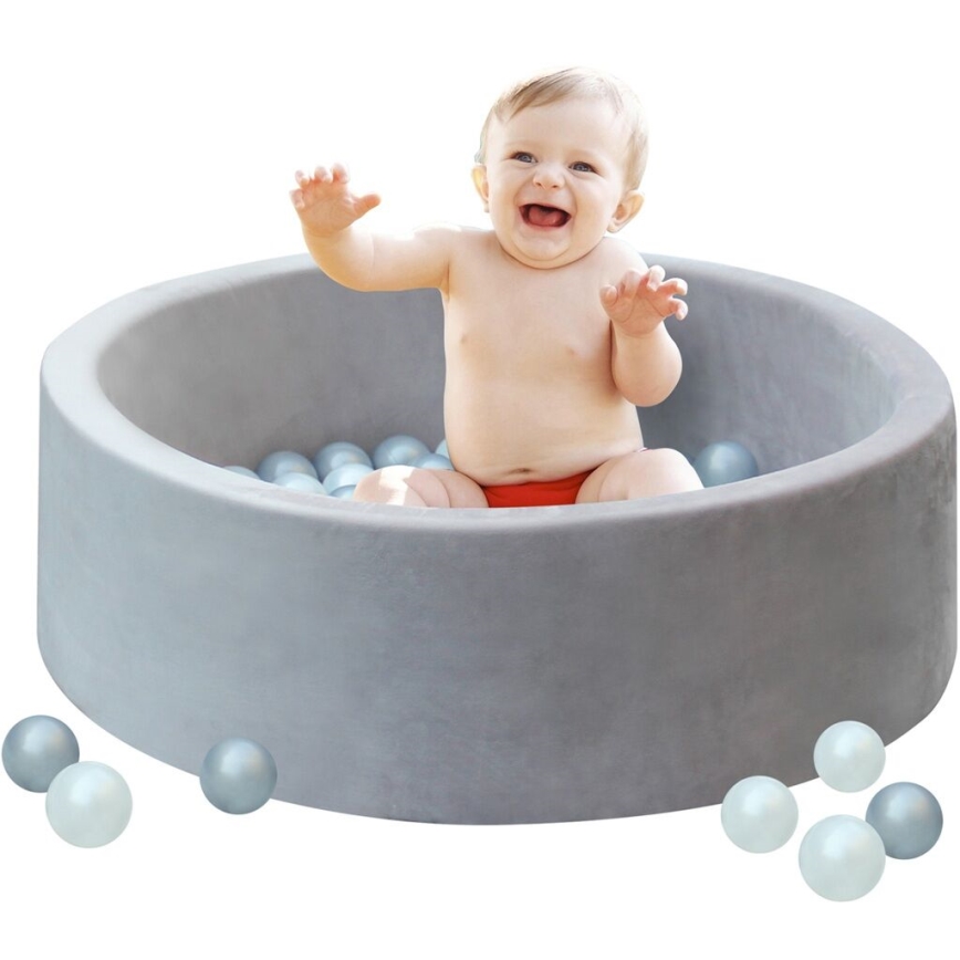 2Kids Toys - Piscina seca infantil com bolas, Ø 90 cm, cinzento