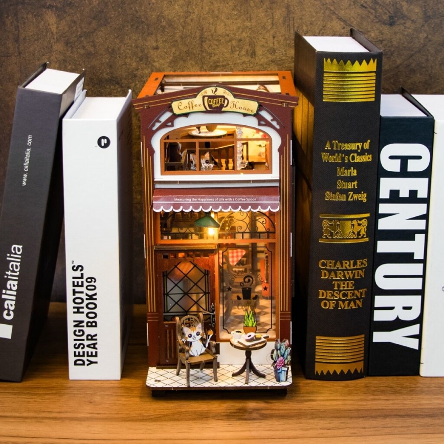 2Kids Toys - Quebra-cabeça 3D LED Suporte para Livros Café 2xAAA