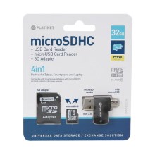 4 em 1 MicroSDHC 32GB + Adaptador SD + Leitor de Cartões MicroSD + Adaptador OTG