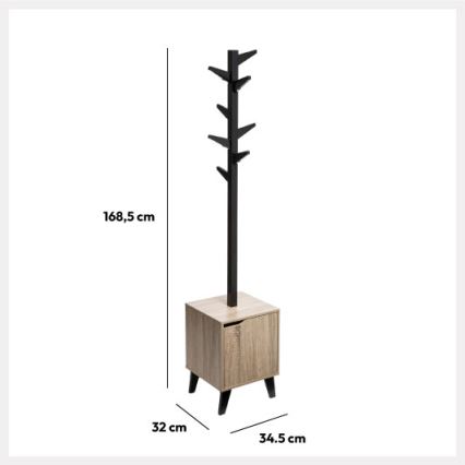 5five - Cabideiro de pé RAME 169x35 cm preto/castanho
