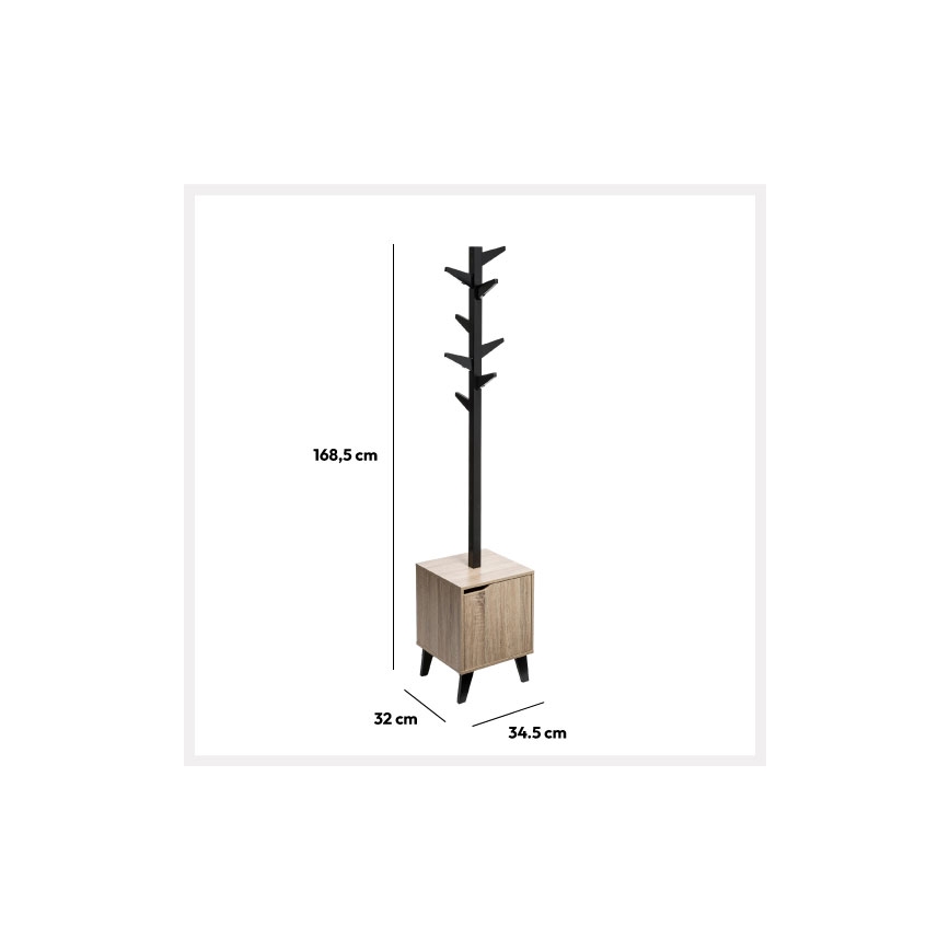 5five - Cabideiro de pé RAME 169x35 cm preto/castanho