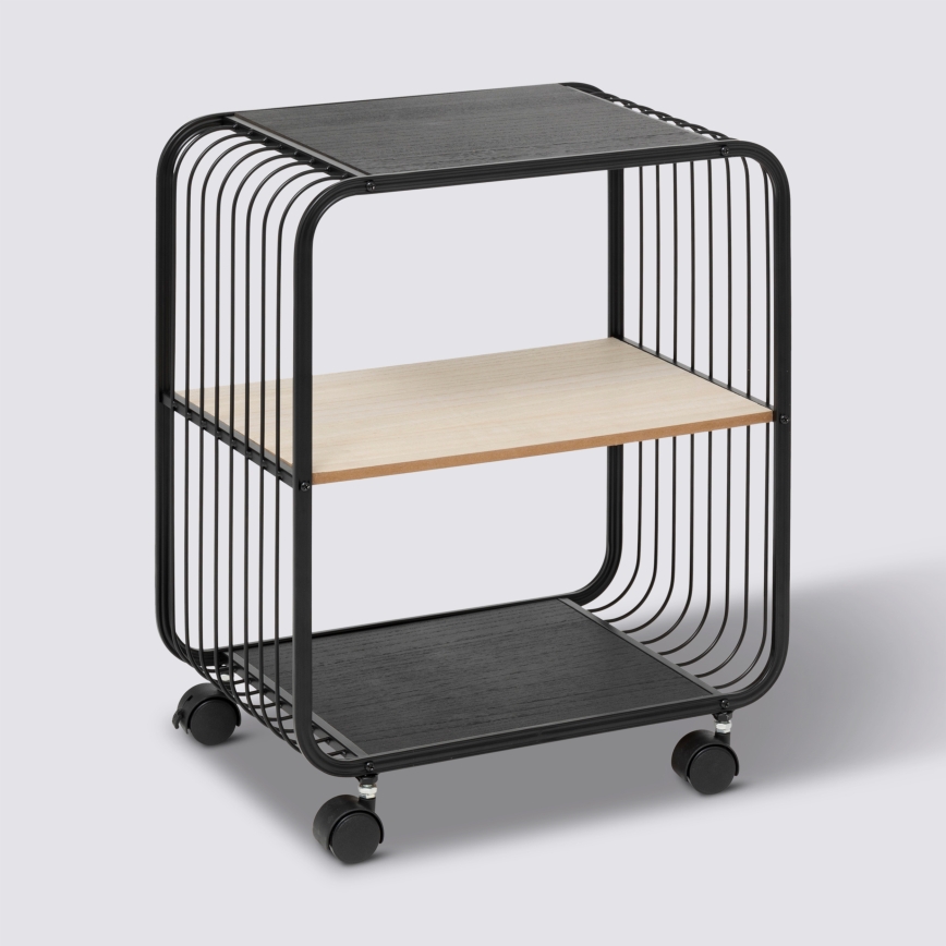5five - Mesa auxiliar/estante móvel COLGE 53x43 cm preto/bege