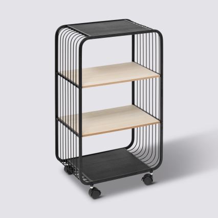 5five - Mesa de apoio/estante móvel COLGE 74x43 cm preto/bege