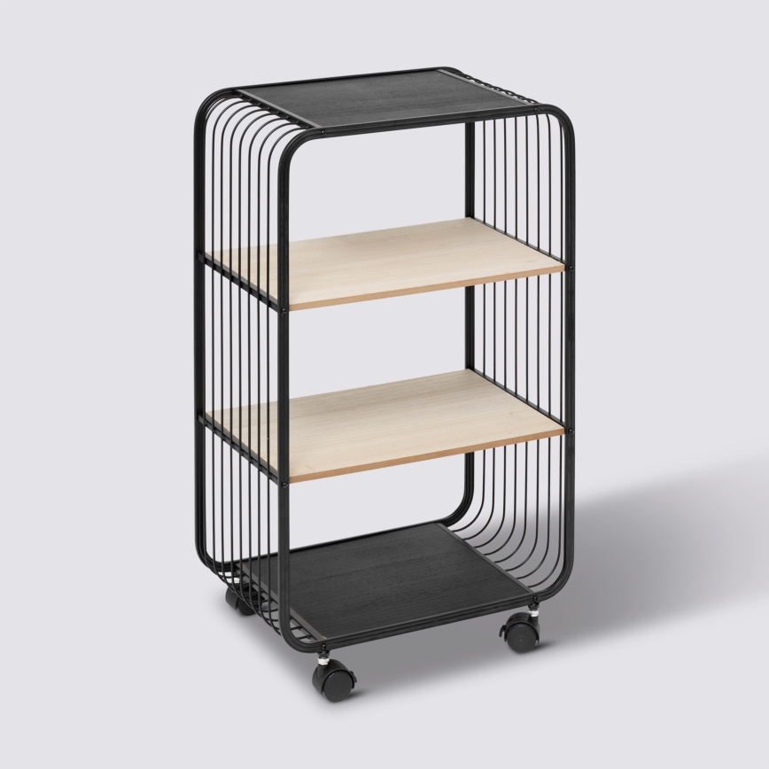 5five - Mesa de apoio/estante móvel COLGE 74x43 cm preto/bege