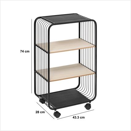 5five - Mesa de apoio/estante móvel COLGE 74x43 cm preto/bege