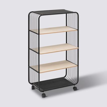 5five - Mesa de servir/prateleira móvel COLGE 97x55 cm preta/bege