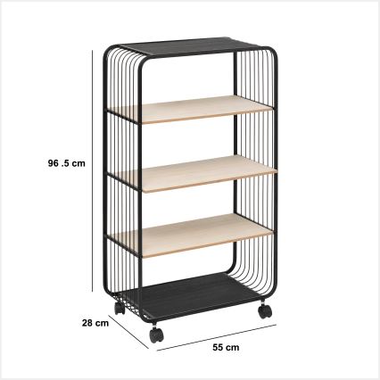 5five - Mesa de servir/prateleira móvel COLGE 97x55 cm preta/bege