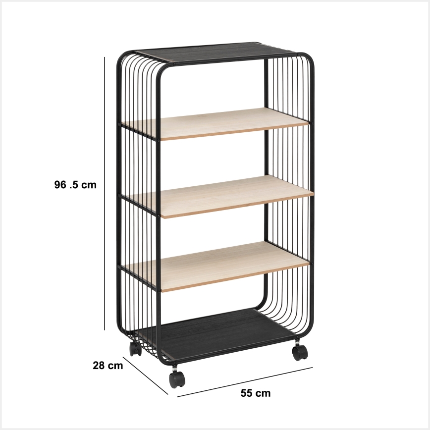 5five - Mesa de servir/prateleira móvel COLGE 97x55 cm preta/bege