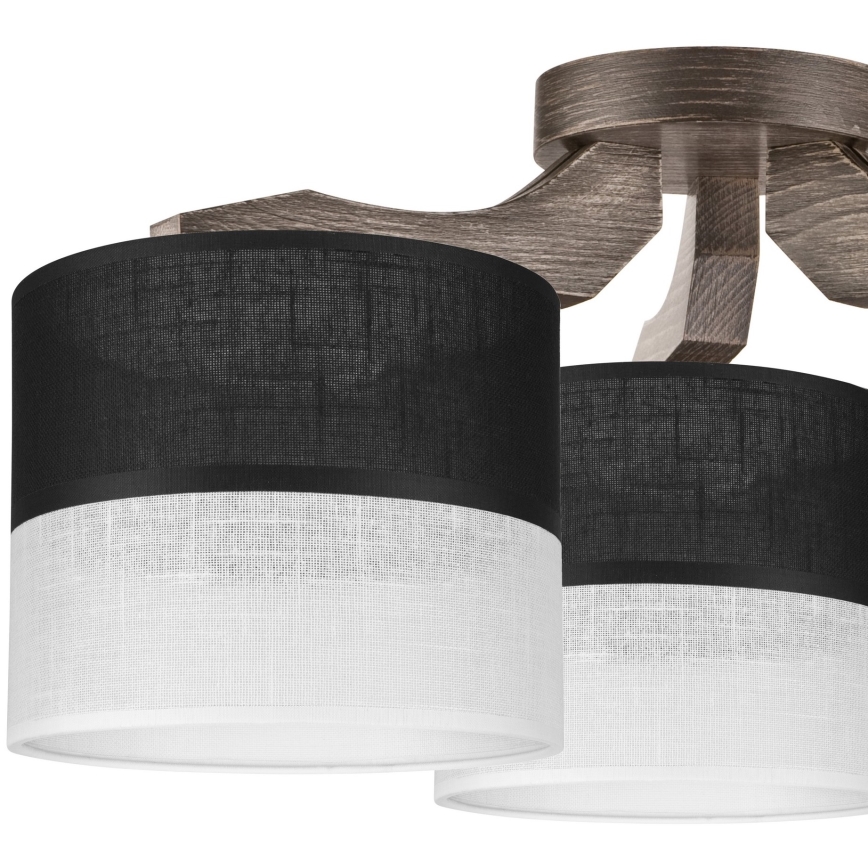 Abajur de substituição para lustre, aplique de parede e candeeiro de mesa ANDREA E27 diâmetro 16 cm preto/branco