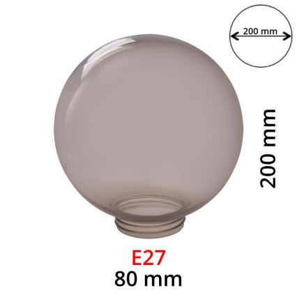 Abajur de substituição para candeeiro de parede, fumado, para lâmpadas E27, diâmetro 20 cm