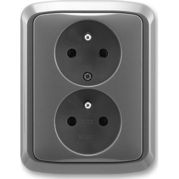 ABB 5512A-2349 S2 - Tomada dupla doméstica com moldura TANGO 250V cinzenta escura