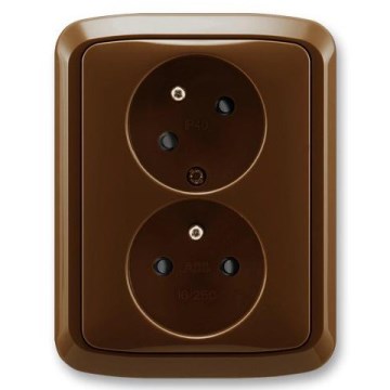 ABB 5513A-C02357 H - Tomada dupla doméstica com moldura TANGO 250V castanha