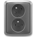 ABB 5513A-C02357 S2 - Tomada dupla doméstica com moldura TANGO 250V cinza escuro