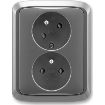 ABB 5513A-C02357 S2 - Tomada dupla doméstica com moldura TANGO 250V cinza escuro