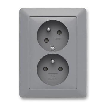 ABB 5513T-C02157 141 - Tomada dupla doméstica com moldura ZONI 250V cinza