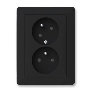 ABB 5513T-C02157 237 - Tomada dupla doméstica com moldura ZONI 250V preta fosca