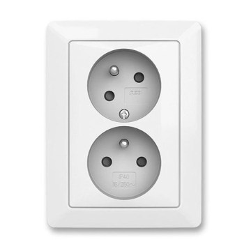 ABB 5513T-C02157 500 - Tomada dupla residencial com moldura ZONI 250 V branca