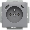 ABB 5569T-A32357 241 - Tomada residencial sem moldura ZONI 250V 1xUSB A+C cinza
