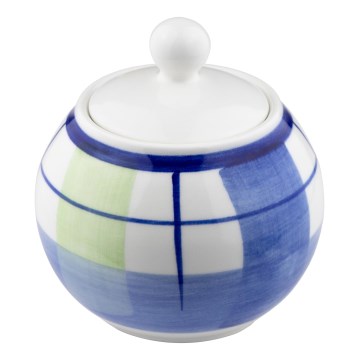 Açucareiro de cerâmica Tereza azul e branco
