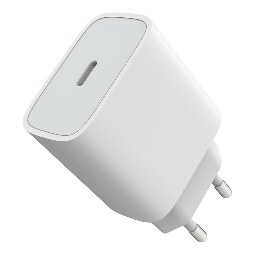 Adaptador de carregamento rápido Power Delivery 20W USB-C branco
