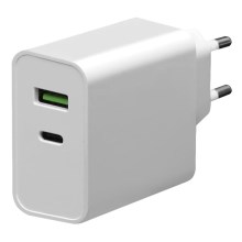 Adaptador de carregamento USB-C Power Delivery + USB-A 45W/230V branco