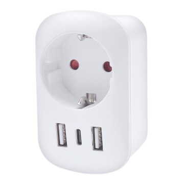 Adaptador de viagem para os EUA 230 V com 2x USB-A e 1x USB-C