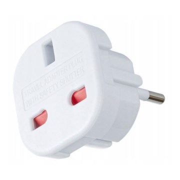 Adaptador de viagem para tomada do Reino Unido para tomada da UE