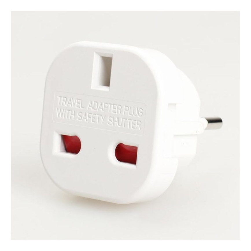 Adaptador de viagem para tomada do Reino Unido para tomada da UE