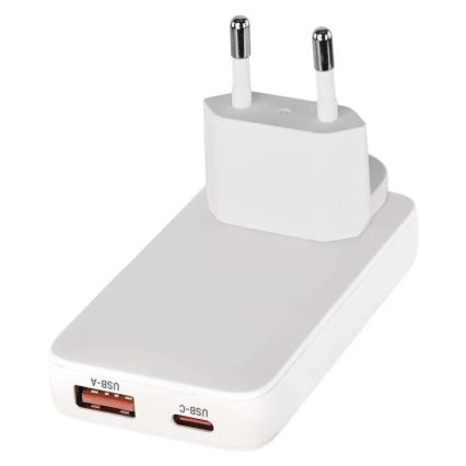 Adaptador de viagem USB GaN com plugues intercambiáveis 100–250 V