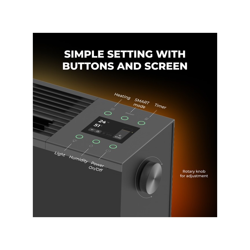 AENO - Aquecedor elétrico inteligente/convector 1000/2000 W preto