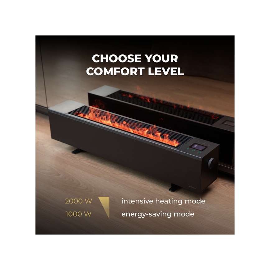 AENO - Aquecedor elétrico inteligente/convector 1000/2000 W preto