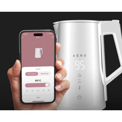 AENO - Chaleira eléctrica de fervura rápida com visor LED 1,7 l 2200W/230V branca