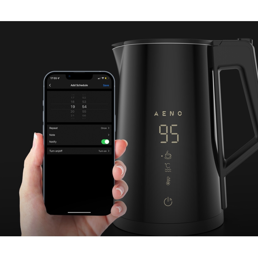 AENO - Chaleira elétrica inteligente com visor LED 1,7 l 2200W/230V preta