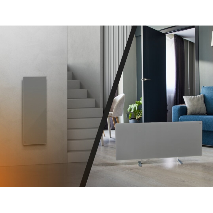 AENO - Painel elétrico de infravermelhos inteligente com LED ecrã 700W temporizador/termóstato IP44 Wi-fi cinzento