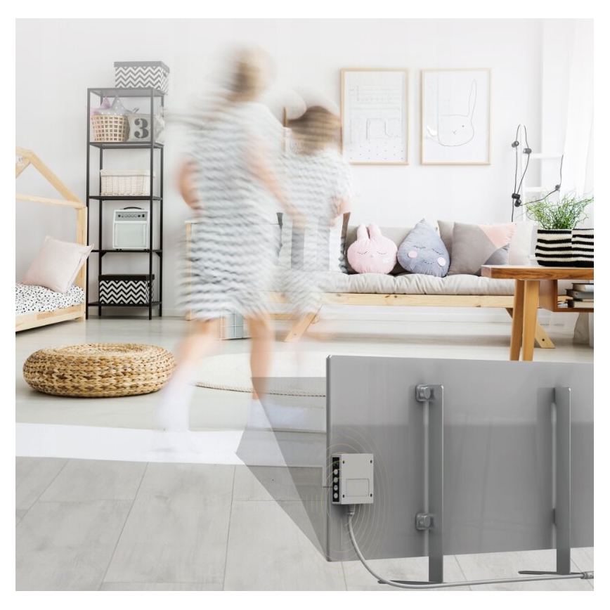 AENO - Painel elétrico de infravermelhos inteligente com LED ecrã 700W temporizador/termóstato IP44 Wi-fi cinzento