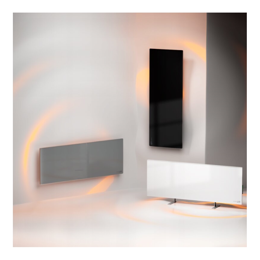 AENO - Painel elétrico de infravermelhos inteligente com LED ecrã 700W temporizador/termóstato IP44 Wi-fi cinzento