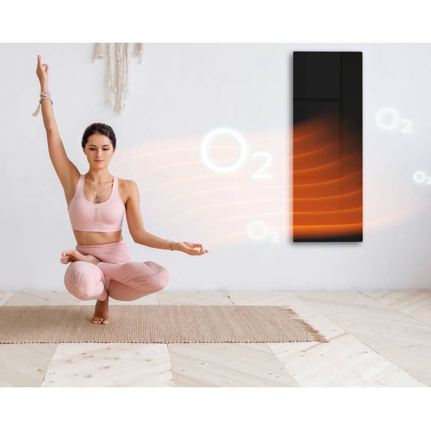 AENO - Painel elétrico de infravermelhos inteligente 700W temporizador/termóstato IP44 Wi-fi preto