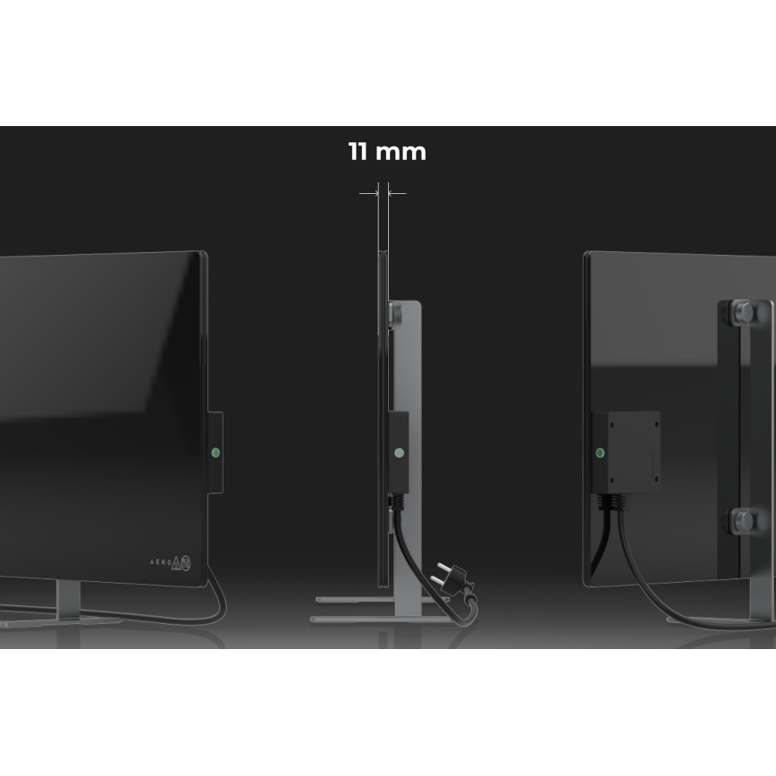 AENO - Painel elétrico de infravermelhos inteligente 700W temporizador/termóstato IP44 Wi-fi preto