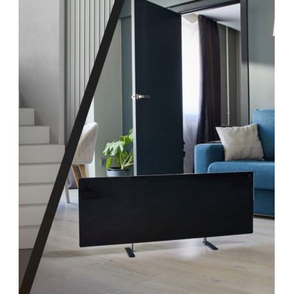 AENO - Painel elétrico de infravermelhos inteligente com ecrã LED 700W temporizador/termóstato IP44 Wi-fi preto