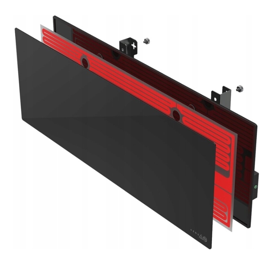 AENO - Painel elétrico de infravermelhos inteligente com ecrã LED 700W temporizador/termóstato IP44 Wi-fi preto