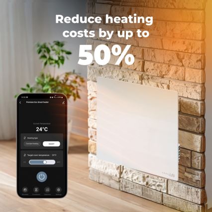 AENO - Painel infravermelho eléctrico inteligente 500W temporizador/termostato Wi-Fi branco