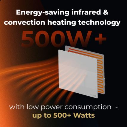 AENO - Painel infravermelho eléctrico inteligente 500W temporizador/termostato Wi-Fi branco