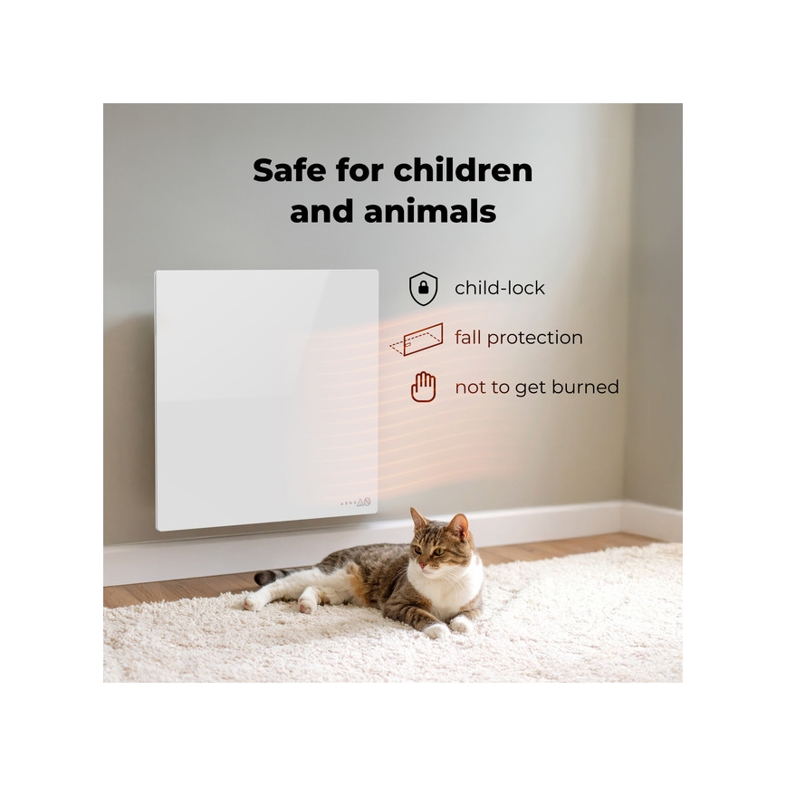 AENO - Painel infravermelho eléctrico inteligente 500W temporizador/termostato Wi-Fi branco
