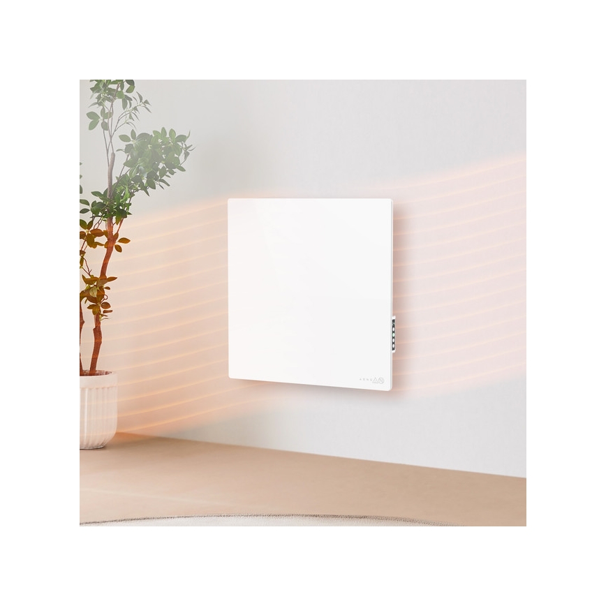 AENO - Painel infravermelho elétrico inteligente 500W temporizador/termostato Wi-Fi branco