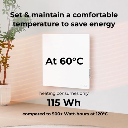 AENO - Painel infravermelho elétrico inteligente 500W temporizador/termostato Wi-Fi branco
