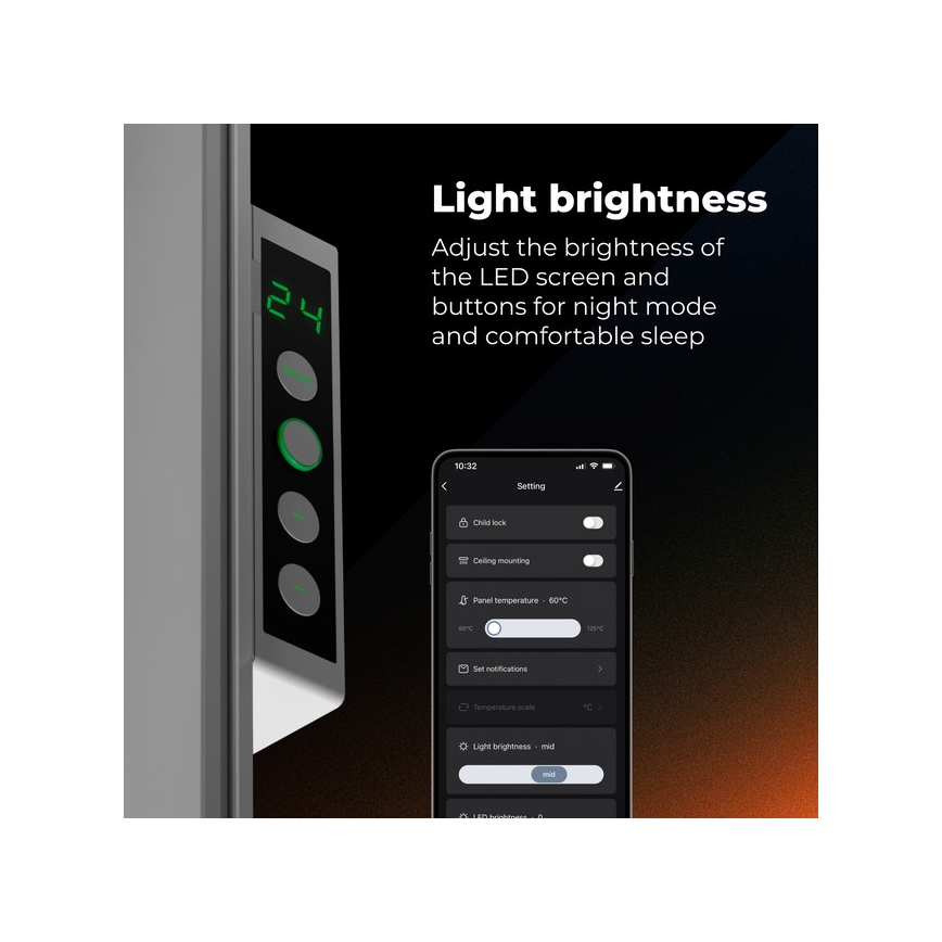 AENO - Painel infravermelho elétrico inteligente 500W temporizador/termostato Wi-Fi branco