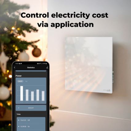 AENO - Painel infravermelho elétrico inteligente 500W temporizador/termostato Wi-Fi branco